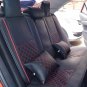 5-Seat SUV Car PU Leather Seat Covers S Size Front + Rear w/ 4 Pillows Black/Red