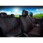 5-Seat SUV Car PU Leather Seat Covers S Size Front + Rear w/ 4 Pillows Black/Red