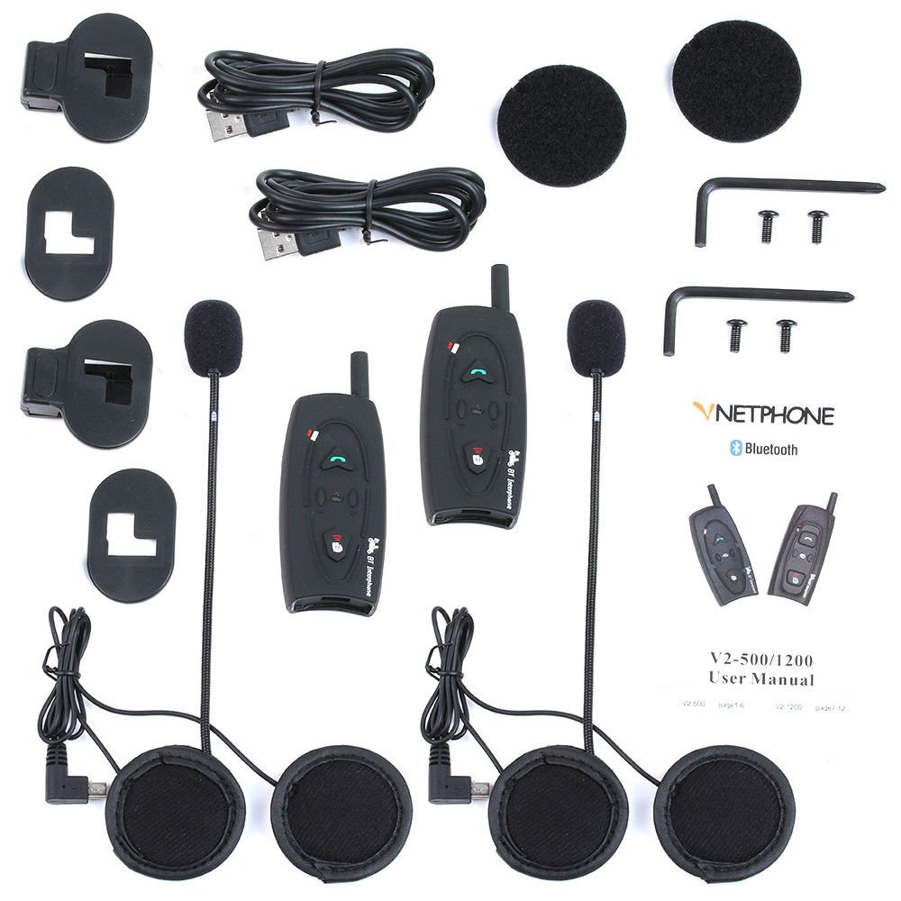 2pc Motorcycle 500M 2-Riders BT3.0 Bluetooth Helmet Interphone Intercom Headsets