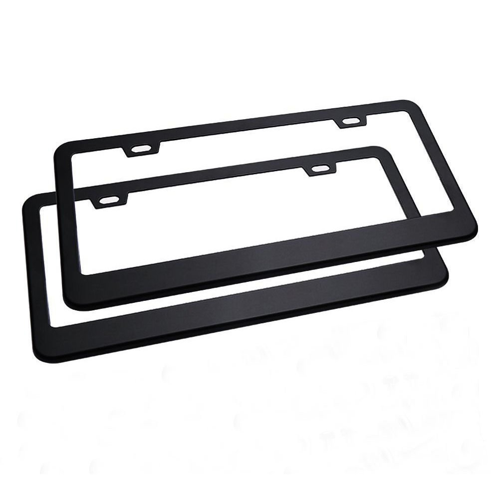 Black Car Metal License Plate Frame Holder Box Blank Aluminium Alloy Auto Set