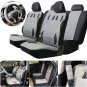 13x 5-Seats Sedan SUV M Size Gray / Grey PU Seat Covers Front+Rear Full Set Kit
