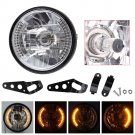 7'' Motorcycle LED Headlight Light Amber Motor Turn Signal Indicators w/ Bracket