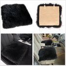 1pcs 18''x18'' Genuine Sheepskin Long Wool Car Seat Covers Chair Cusion Black