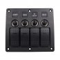 1pc 4-Gang Rocker Switch Breaker Panel Circuit LED For Marine Boat Car Truck RV