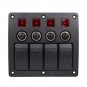 1pc 4-Gang Rocker Switch Breaker Panel Circuit LED For Marine Boat Car Truck RV