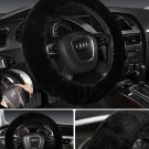 Universal Car Winter Warm Wool Steering Wheel Cover Woolen Comfortable Black