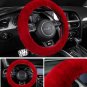 1x Universal Woollen Wool Warm Car Steering Wheel Cover Plush Soft Cover Red