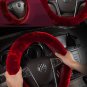 1x Universal Woollen Wool Warm Car Steering Wheel Cover Plush Soft Cover Red