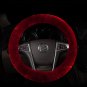 1x Universal Woollen Wool Warm Car Steering Wheel Cover Plush Soft Cover Red