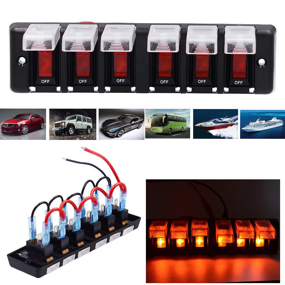 1pc DC12V 6-Gang LED Light Power Off Switch Control ABS Kit For Car SUV Coaches