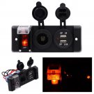 1x Dual-USB Center Control Power Off Switch Cigarette Lighter Socket 3-in-1 Kit