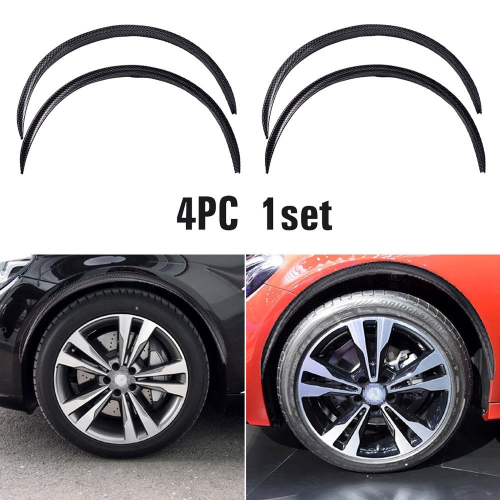 4x Car Auto 28.7" Carbon Fiber Rubber Fender Flares Wheel Eyebrow Arch Trim Lips