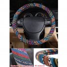 Multi-Color 15''/38cm Steering Wheel Cover Wrap Fashion Natural Fibers SUV Sedan