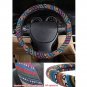 Multi-Color 15''/38cm Steering Wheel Cover Wrap Fashion Natural Fibers SUV Sedan
