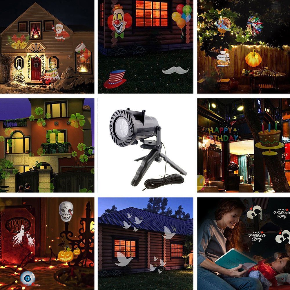 Christmas LED Motion Projector Light Birthday Holiday Party w/ RF Remote Control