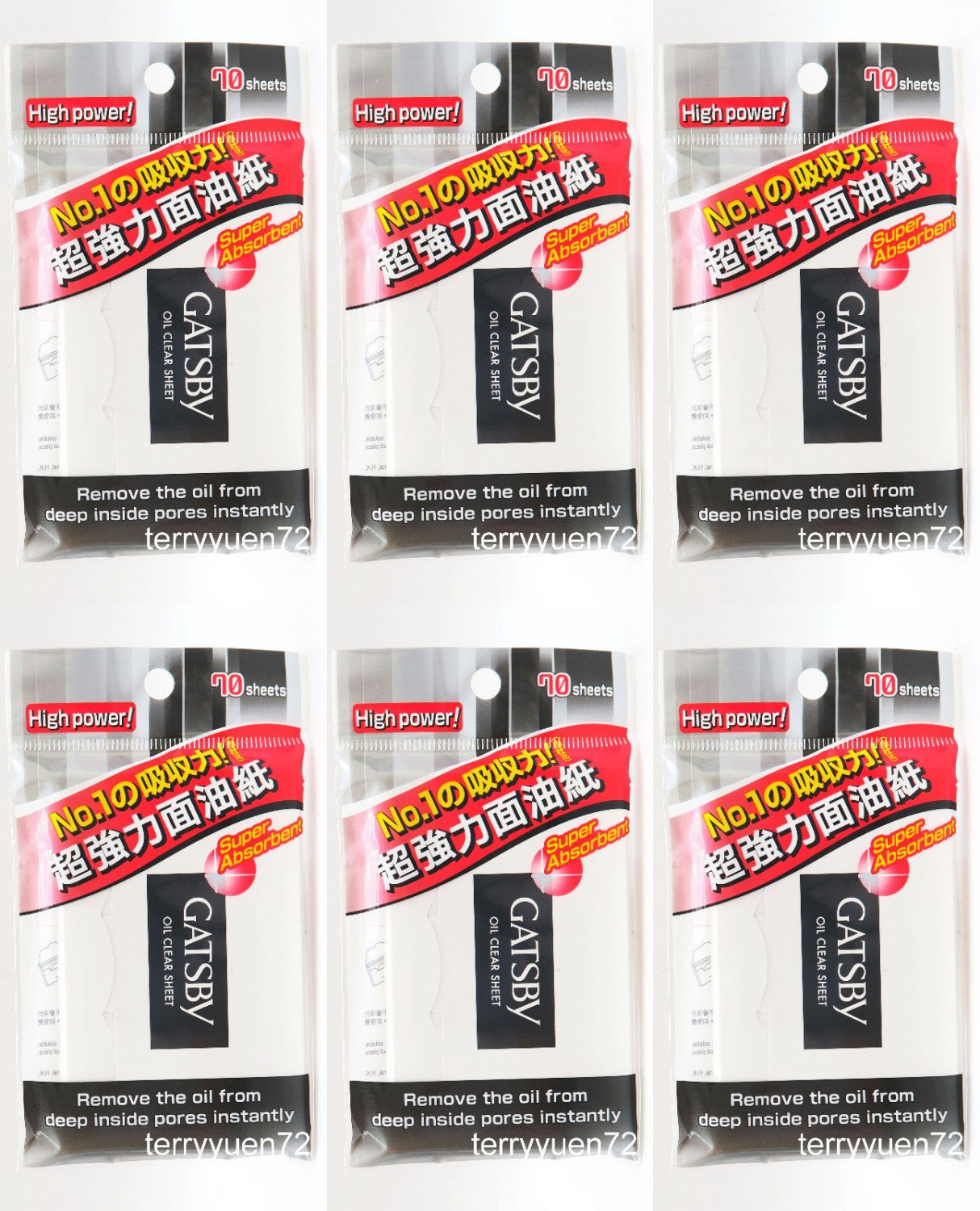 6 x GATSBY SUPER STRONG Oil Clear Paper 420 Sheets
