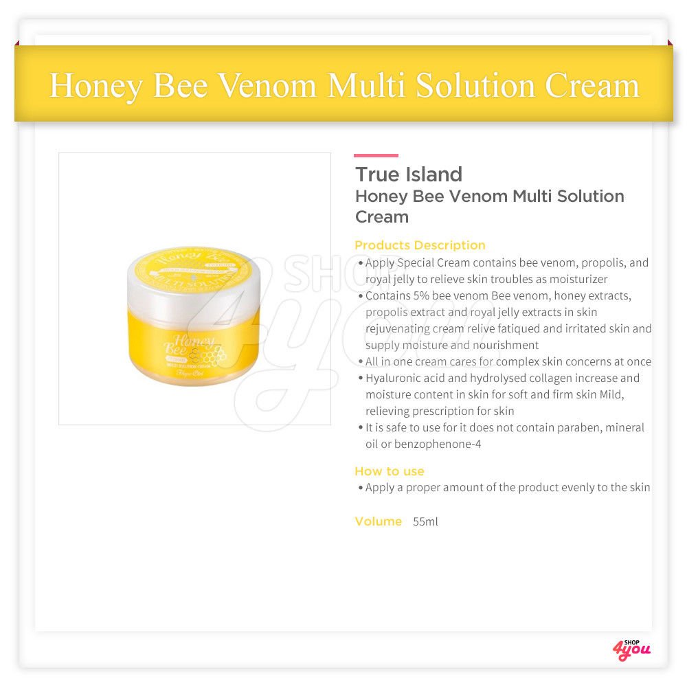 True Island Honey Bee Venom Multi Solution Cream 55ml +Free Sample