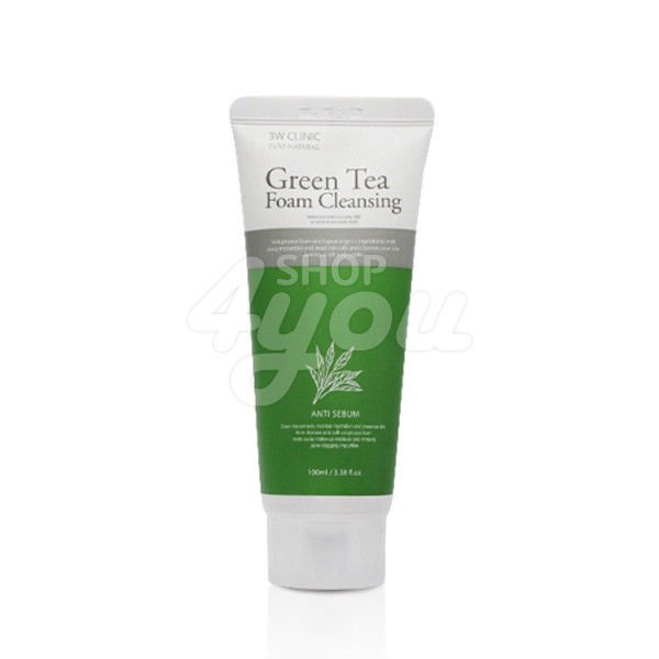 3W Clinic Green Tea Foam Cleansing 100ml +Free Sample