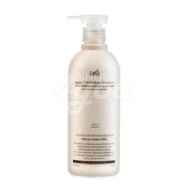 Lador TripleX 3 Natural Shampoo 530ml +Free Sample