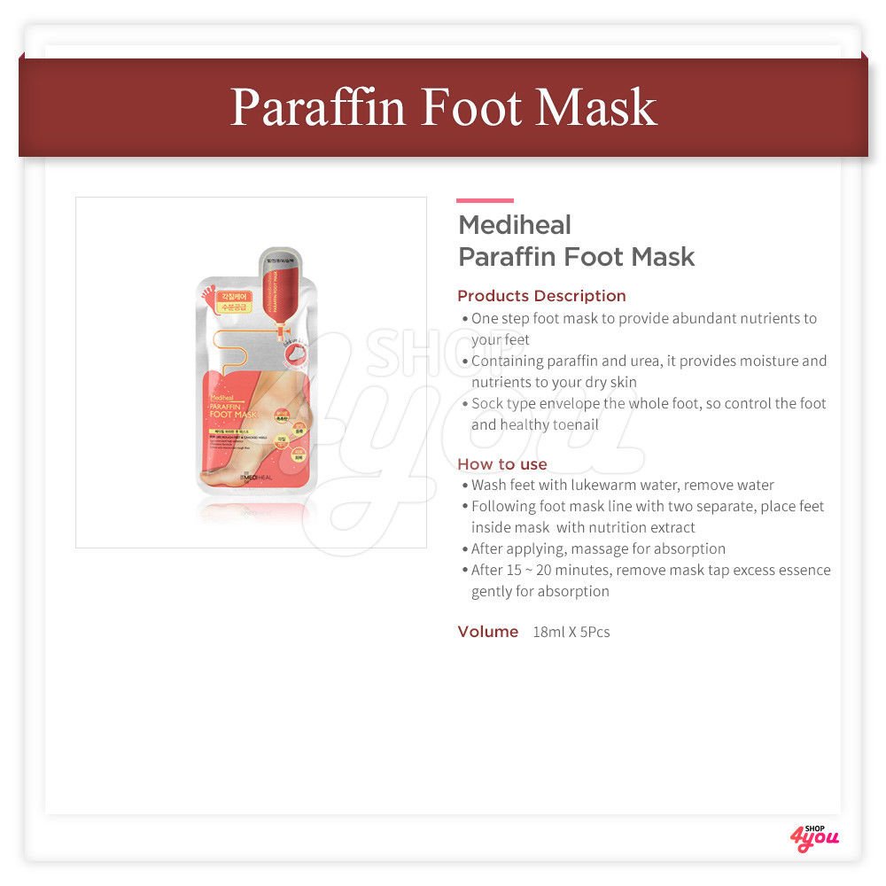 Mediheal Paraffin Foot Mask 1Pack X 5PCS +Free Sample