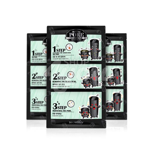 Secret Key Black Out Pore 3-Step Nose Pack 7g X 3 Pcs +Free Sample
