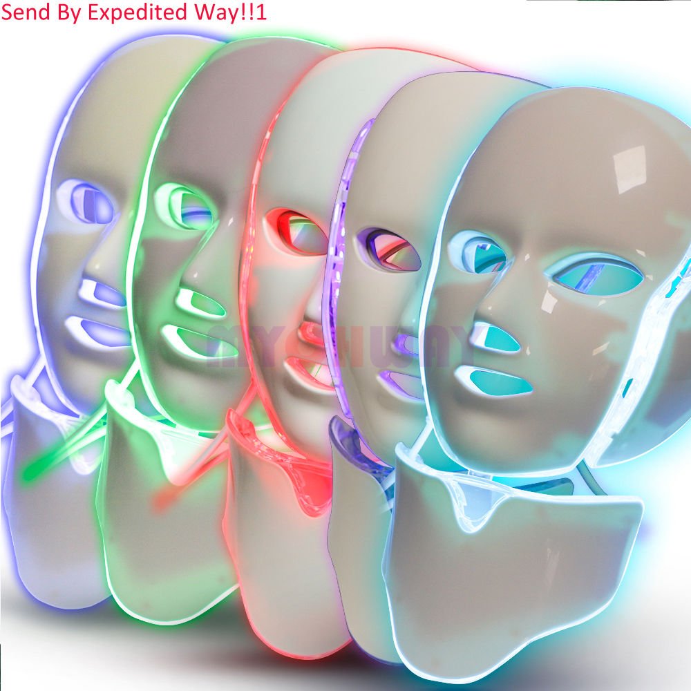 7 Colors PDT Light LED Photon Neck Face Skin Rejuvenation Wrinkle Removal Masks