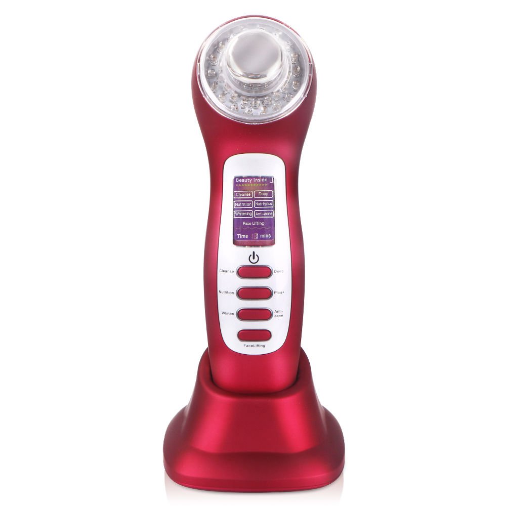 Photon Color 3Mhz Ultrasonic Galvanic Ion Skin Care ION Acne Removal Machine Red