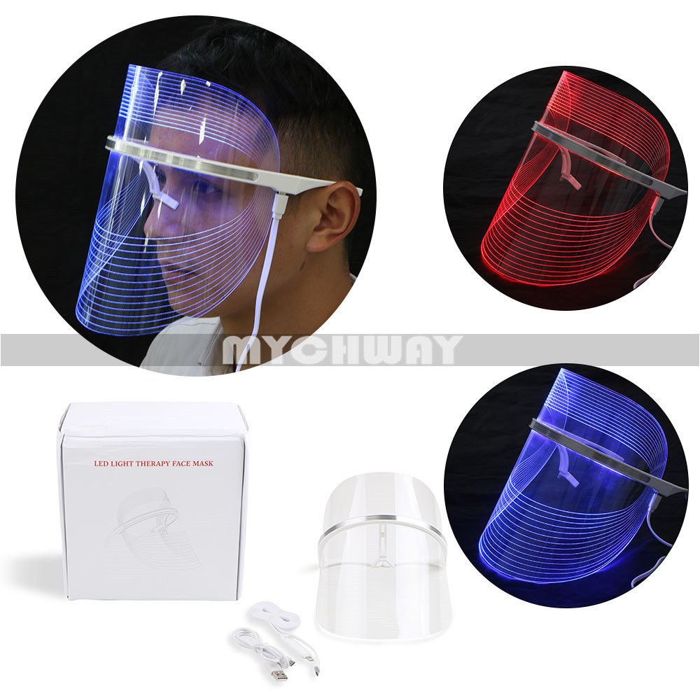 USB 2color LED Facial Beauty Instrument Anti Acne Skin Rejuvenation Mask HomeUse