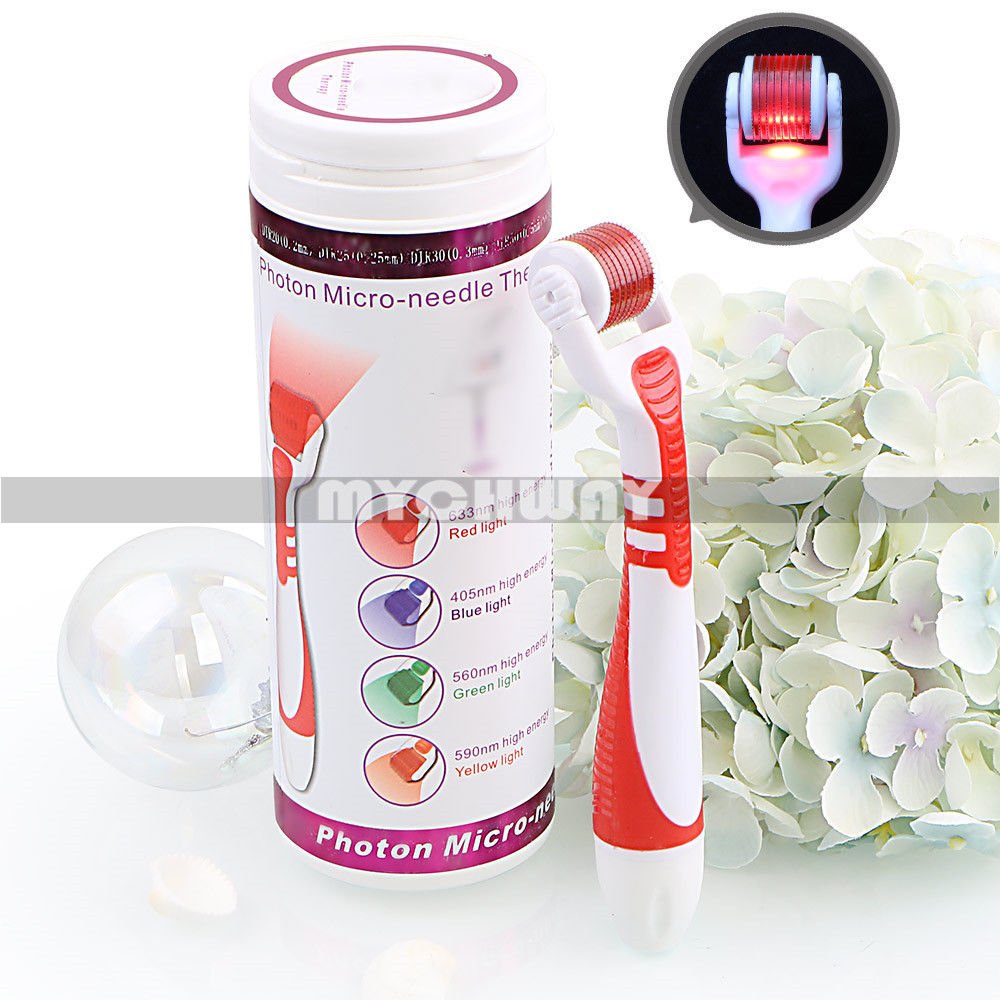 2in1 LED Lihgt Titanium Derma Roller Dermaroller Micro Needle Skin care kit 0.5