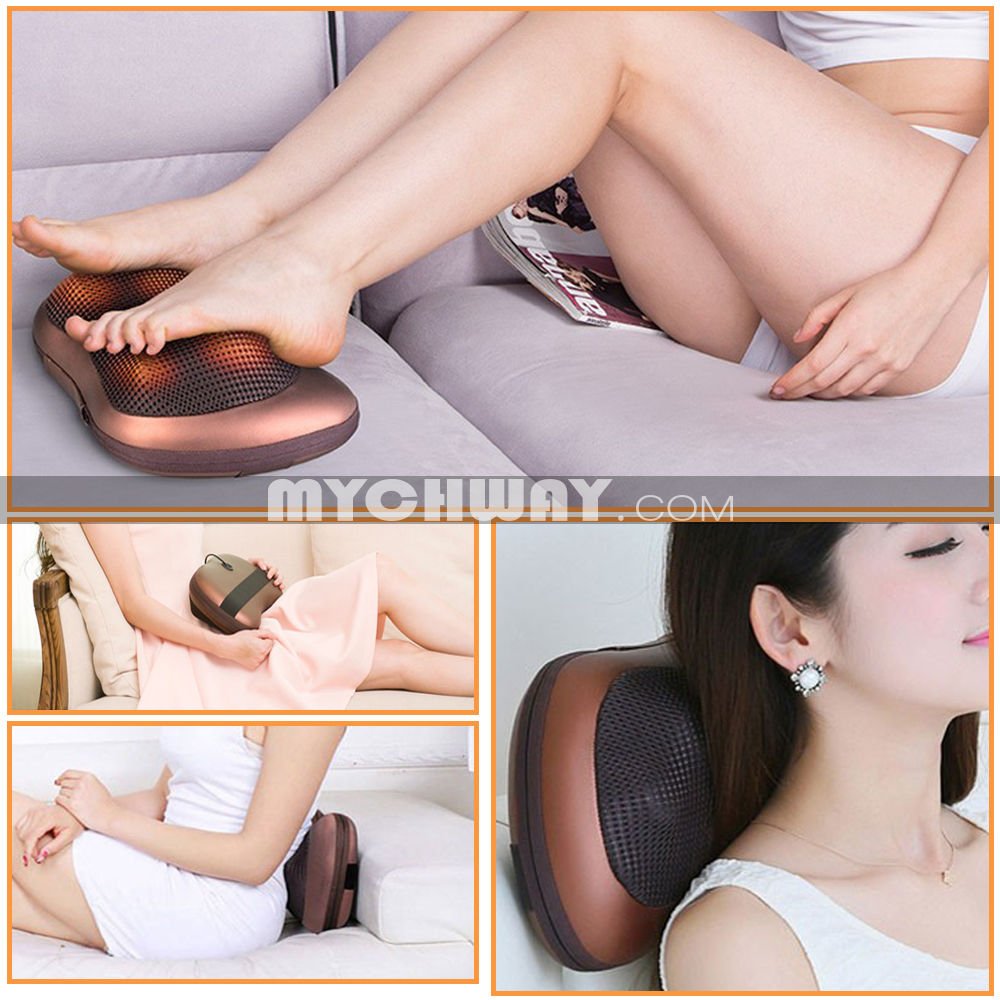 Heated Kneading Massager Neck Shoulder Back Relaxing Car Cushion Stress Relieve
