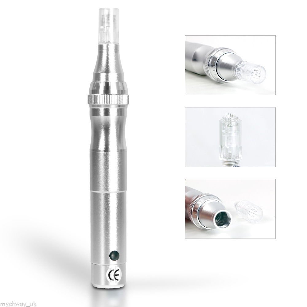 Electric Derma Pen Stamp Auto Micro Needle Roller with 9 Needles Cartridge Salon