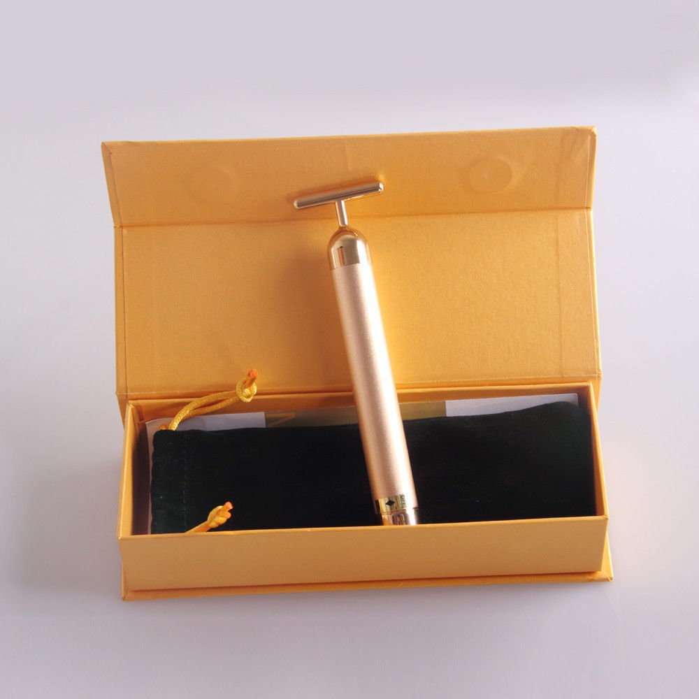 Bar 24K Gold Skin Care Anti-Aging Facial Massage Platinum Pulse Roller Portable
