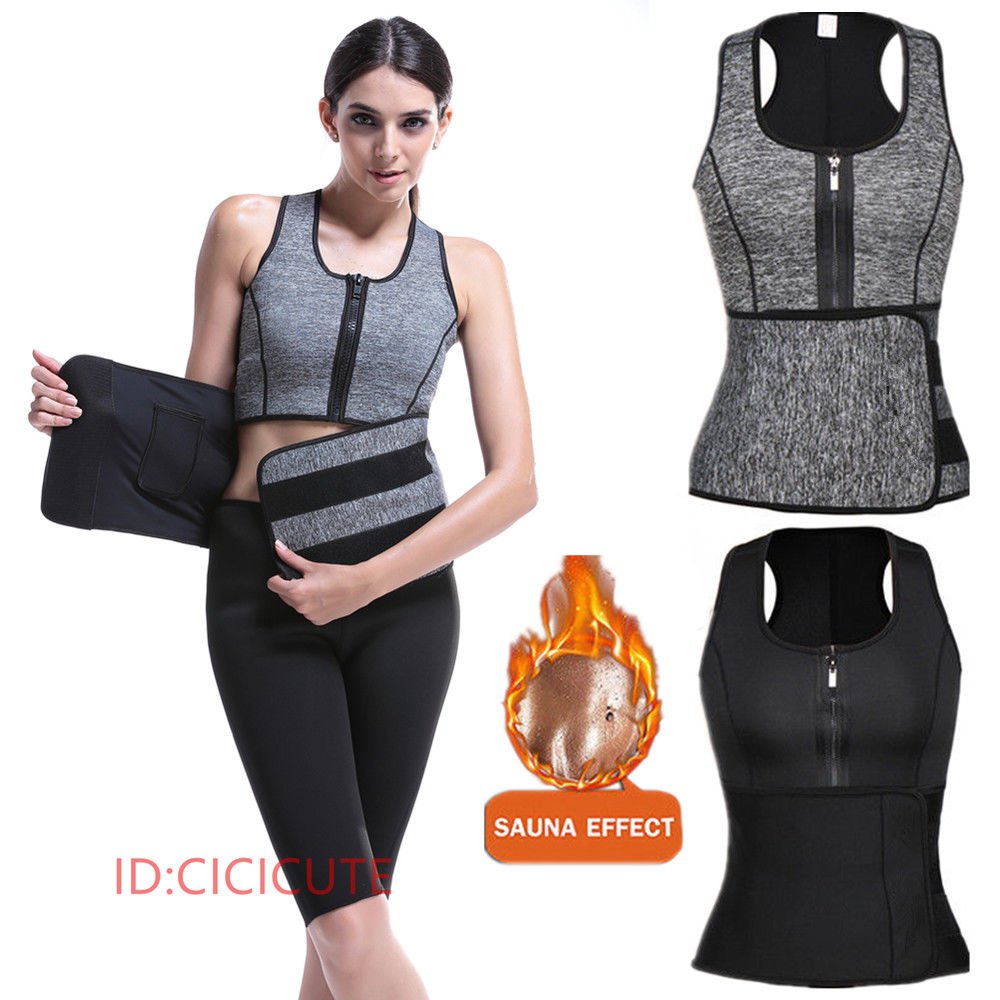 Sweat Neoprene Sauna Suit Tank Top Vest Gym Adjustable Shaper Waist Trainer Belt