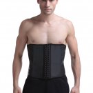 Men Black Smooth Latex Rubber Corsets Waist Cincher Basque Body Shaper Shapewear