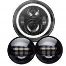 Set 7inch Round LED Headlight + Pair Passing light For Haley Davidson motorcycle