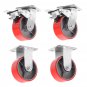 8PC Swivel Plate Casters 5" Heavy Duty Cast Iron Hub Core Poly Wheel Non Skid