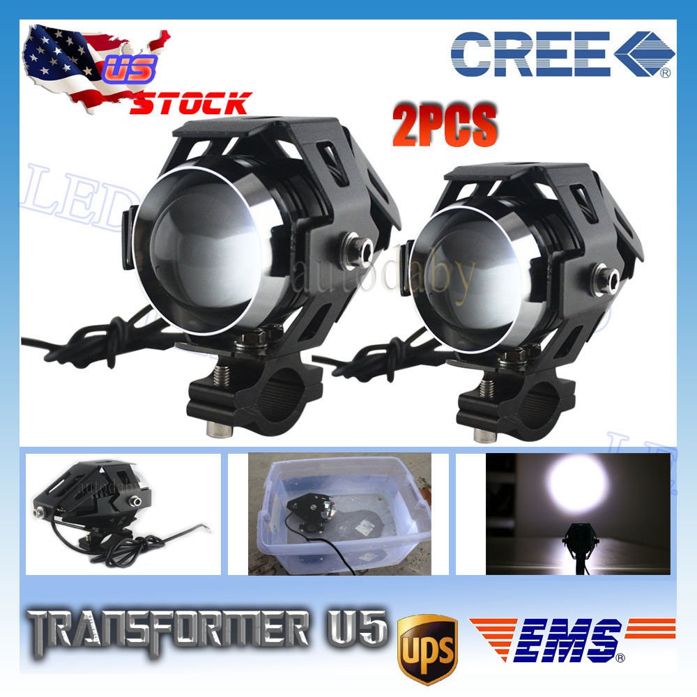 2X 125W Motorcycle CREE U5 LED Driving Headlight Fog Lamp Spot Light For Harley