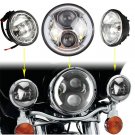 48W 7" Halo LED Silver Headlight and 4.5" Passing Lights For Harley Motorcycle