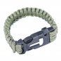 Survival Bracelet Outdoor Paracord Flint Fire Starter Scraper Whistle Kits Green
