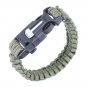 Survival Bracelet Outdoor Paracord Flint Fire Starter Scraper Whistle Kits Green