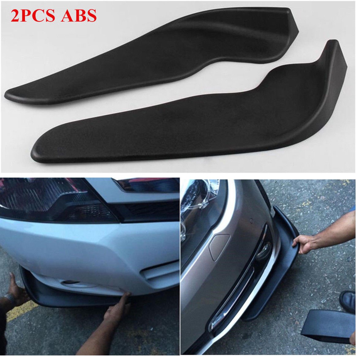 2Pcs Car Vehicle Bumper Spoiler Front Shovel Decorative Scratch Resistant Wing