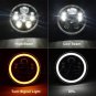 New Type 7inch LED Harley Motorcycle Headlight Daymaker Black Projector Halo DRL