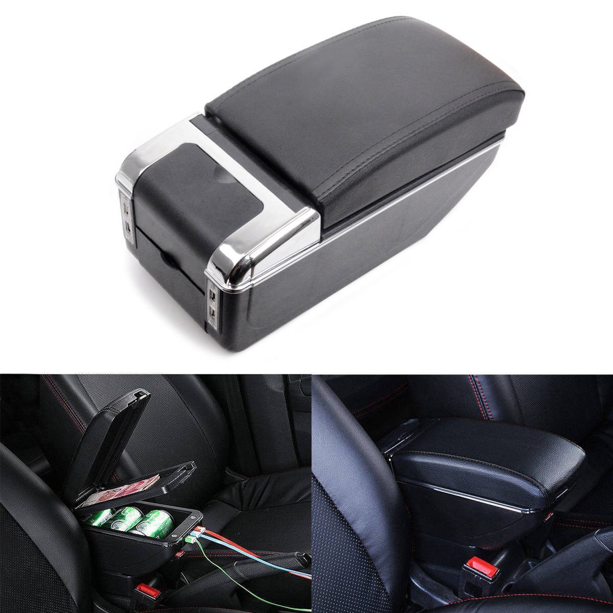 Hot Armrest For 2009-2013 Honda Fit Jazz Center Console Storage Box Tray Leather