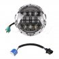 1x7inch H4 80W LED Headlight Silver Projector for Jeep Wrangler JK 97-15 &Harley