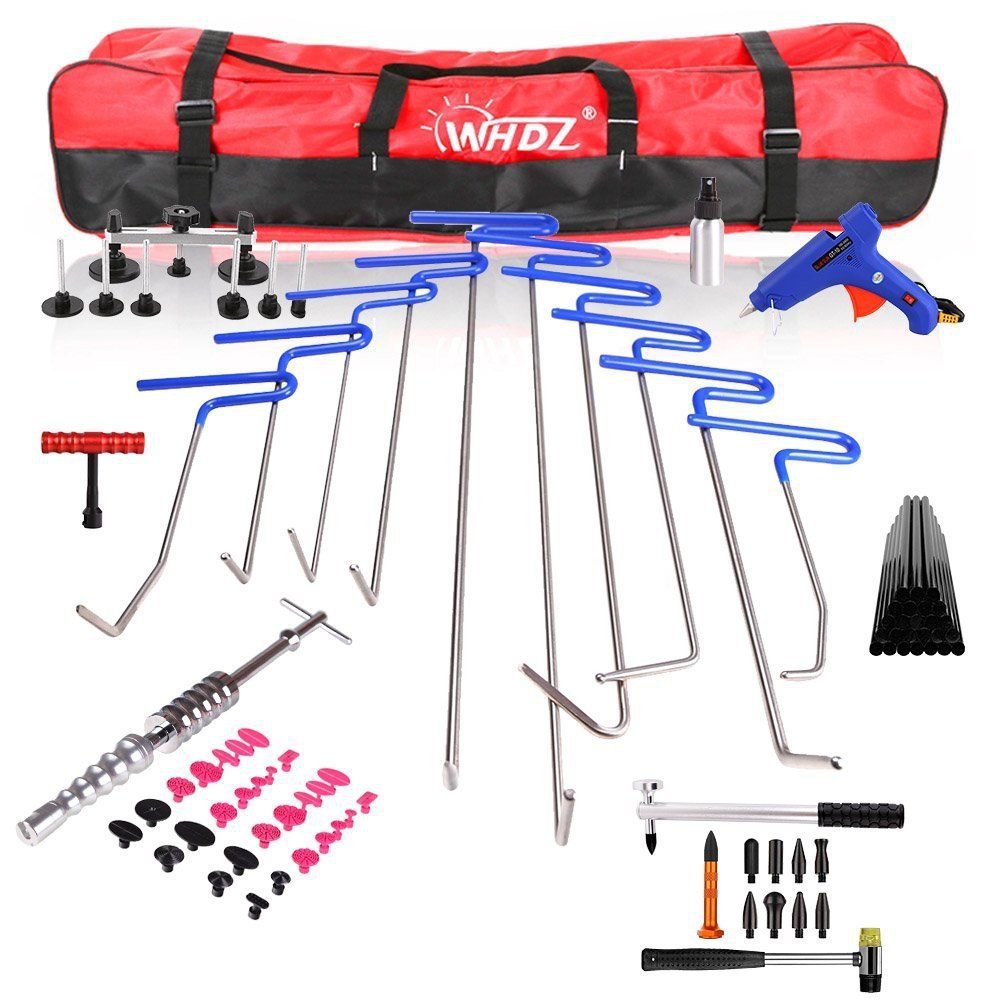PDR Auto Body Tools Push Rods Dent Repair Whale Tail Set Hail Ding Removal + Bag
