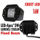 Top 1x 5" 16W Flush mount LED light Flood Beam offroad Jeep Wrangler POD Truck