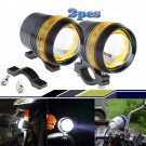 Pair 30W Cree U3 LED 12V Motorcycle Headlight Yellow Angel Eye Driving Fog Spot