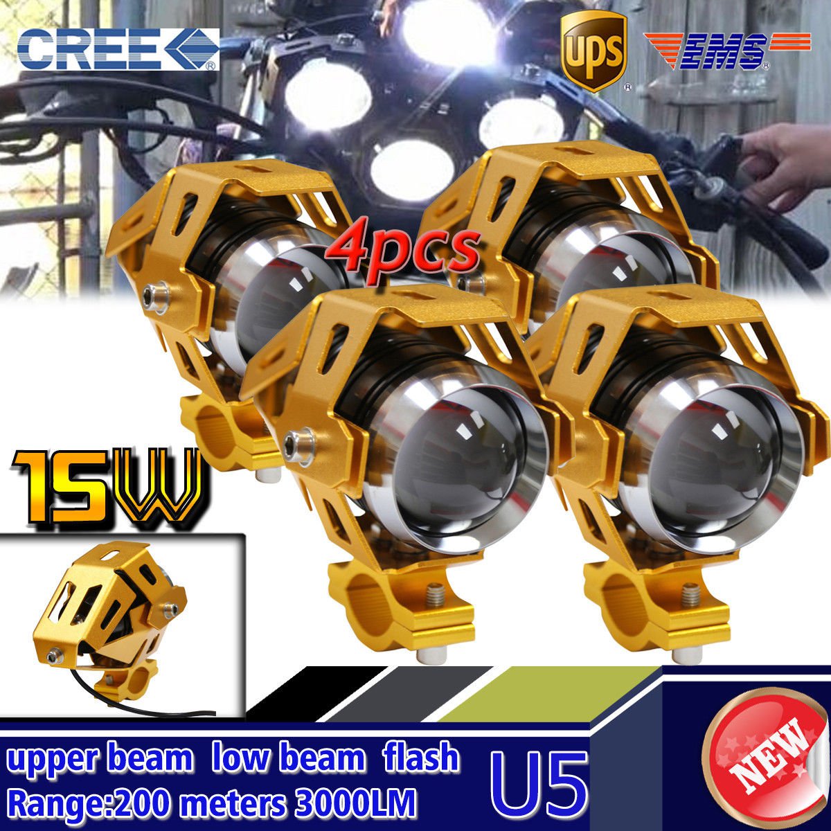 4pcs HID White Transformers Style CREE LED Spot Lights For Motorcycle BMW