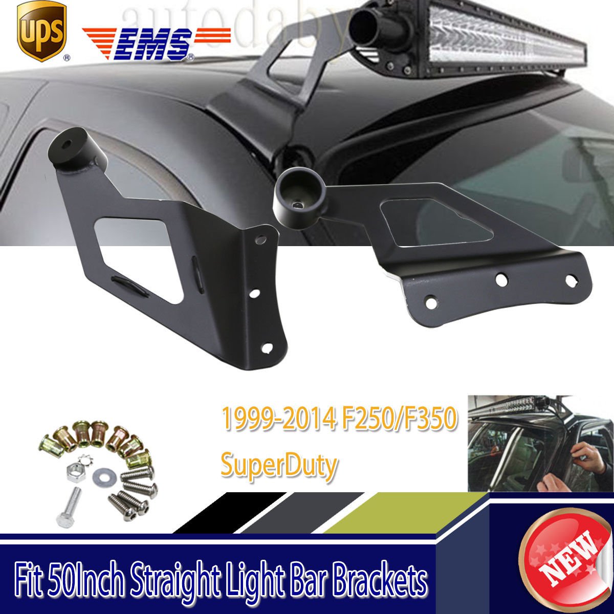 50inch LED Straight Light Bar Roof Mount Bracket For Ford 1999-2014 F250/350 4WD