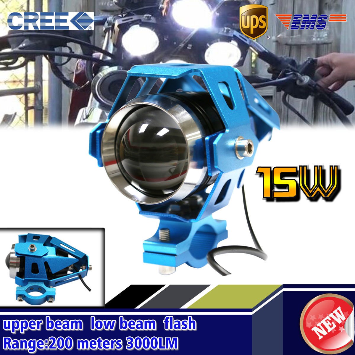1pcs 125W Motorcycle CREE U5 LED Bicycle Headlight Fog Spotlight For BMW Harley